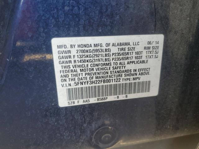 2015 HONDA PILOT LX 5FNYF3H22FB001122