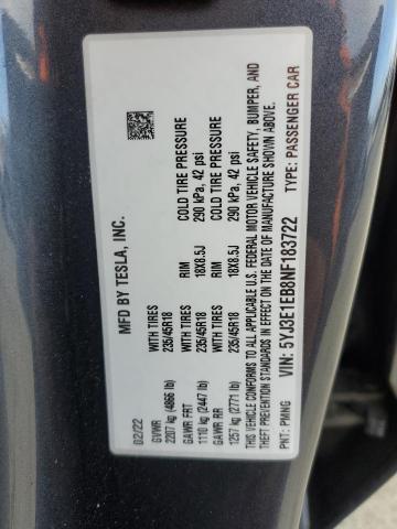 2022 TESLA MODEL 3 5YJ3E1EB8NF183722