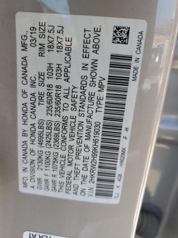 2019 HONDA CR-V TOURI 2HKRW2H99KH619030