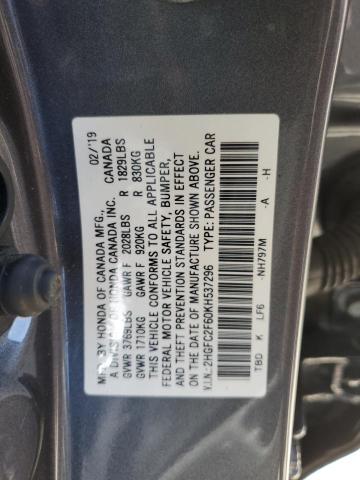 2019 HONDA CIVIC LX 2HGFC2F60KH537296