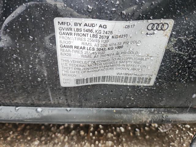 2018 AUDI Q5 PREMIUM WA1BNAFY6J2017124
