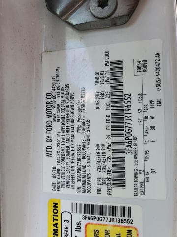 2018 FORD FUSION S - 3FA6P0G77JR196552