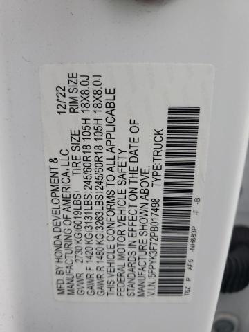 2023 HONDA RIDGELINE RTL-E 5FPYK3F72PB017498