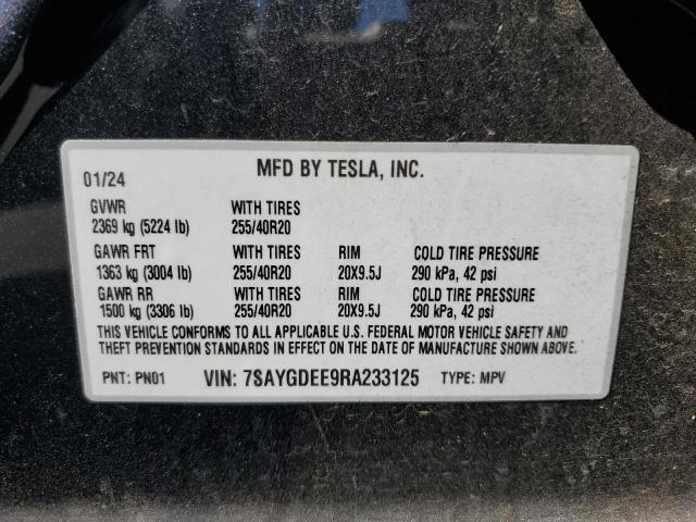 2024 TESLA MODEL Y 7SAYGDEE9RA233125