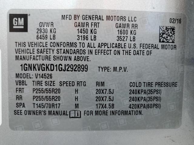 2016 CHEVROLET TRAVERSE L 1GNKVGKD1GJ292899