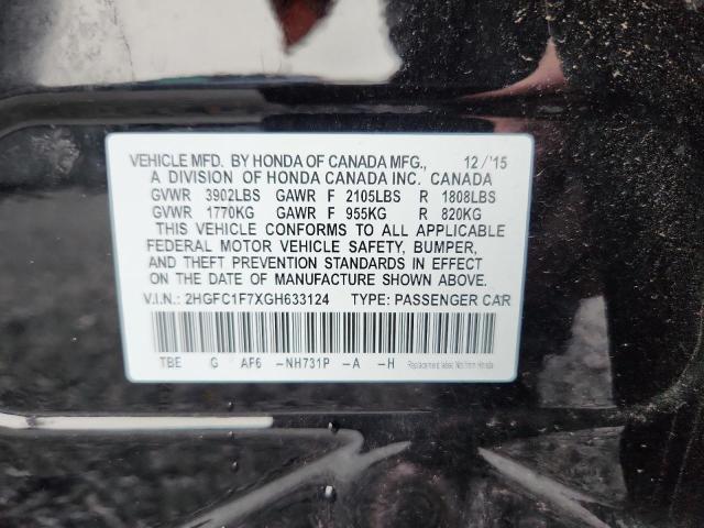 2016 HONDA CIVIC EXL 2HGFC1F7XGH633124