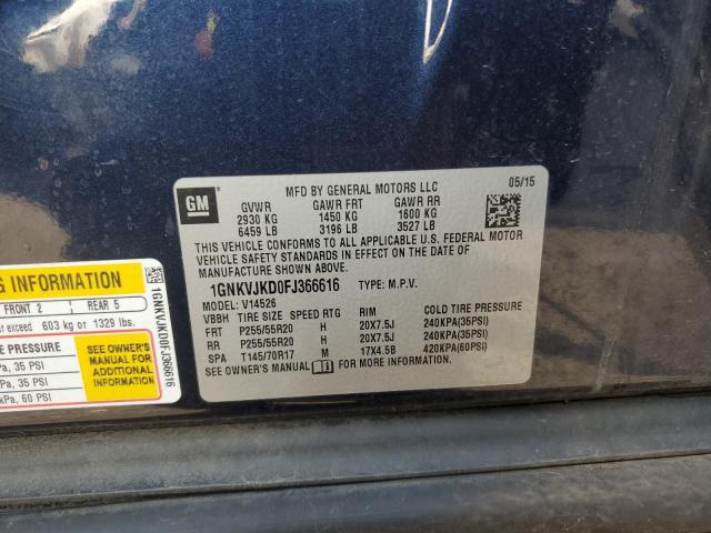 2015 CHEVROLET TRAVERSE LTZ 1GNKVJKD0FJ366616