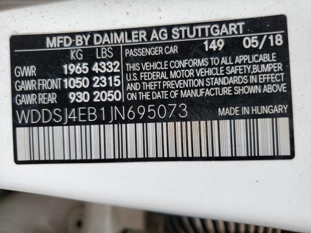 2018 MERCEDES-BENZ CLA 250 WDDSJ4EB1JN695073