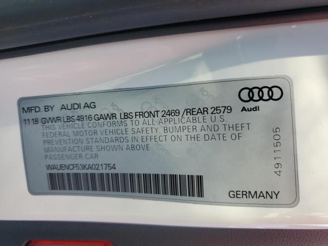 2019 AUDI A5 PREMIUM WAUENCF53KA021754