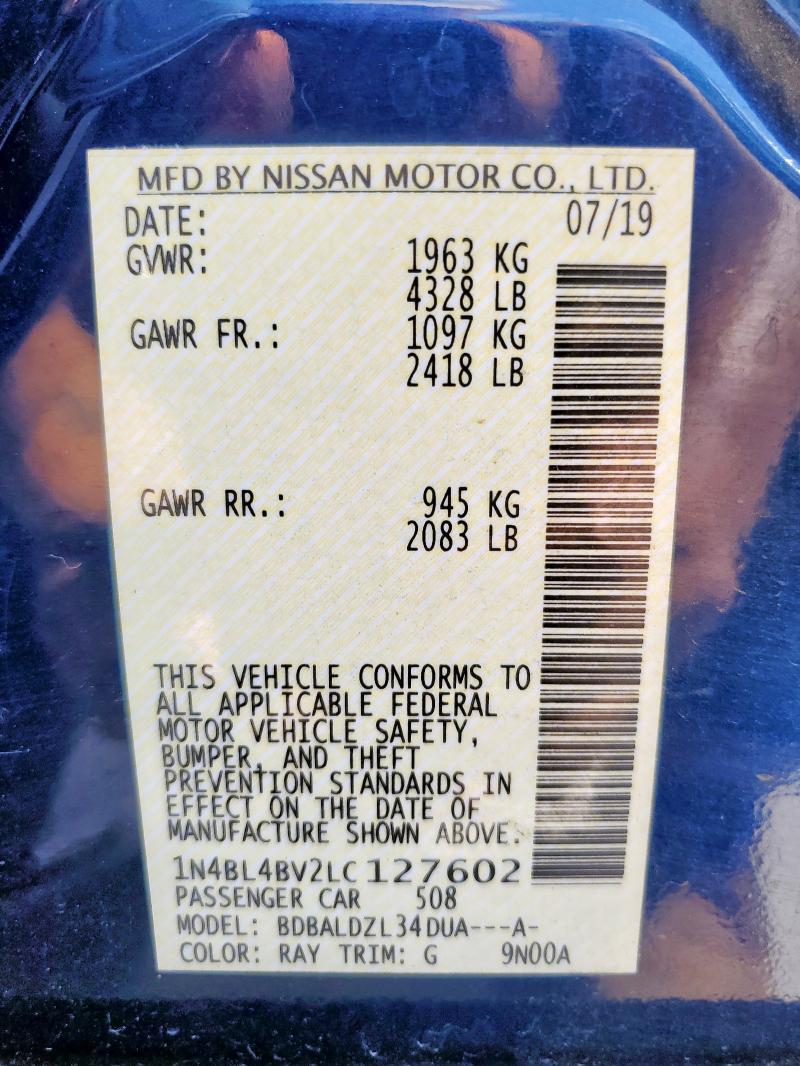 2020 NISSAN ALTIMA S 1N4BL4BV2LC127602