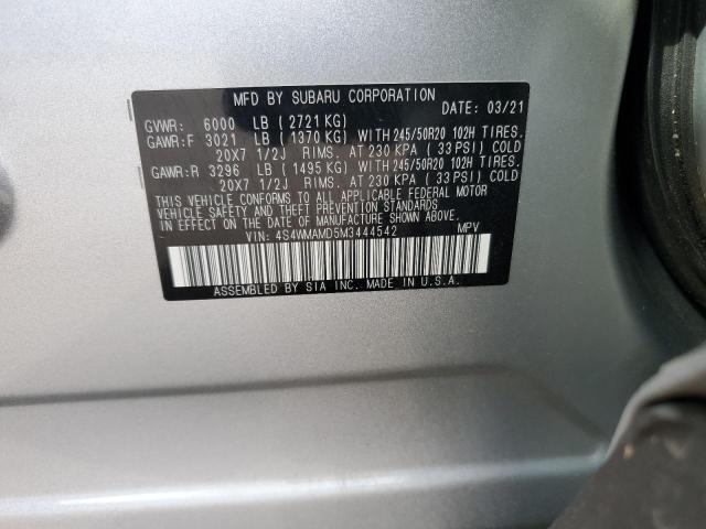 2021 SUBARU ASCENT LIM 4S4WMAMD5M3444542