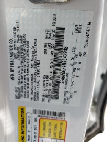 2017 FORD FUSION S 3FA6P0G74HR342948