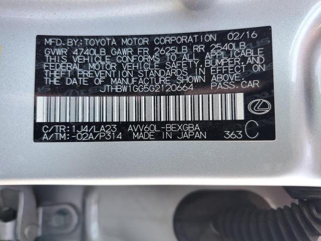 2016 LEXUS ES 300H JTHBW1GG5G2120664