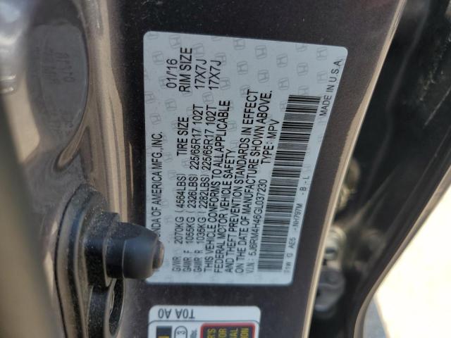 2016 HONDA CR-V SE 5J6RM4H46GL037230
