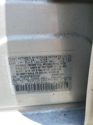 2019 NISSAN SENTRA S 3N1AB7AP3KY227407