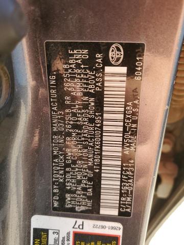 2013 TOYOTA CAMRY HYBR - 4T1BD1FK6DU074951