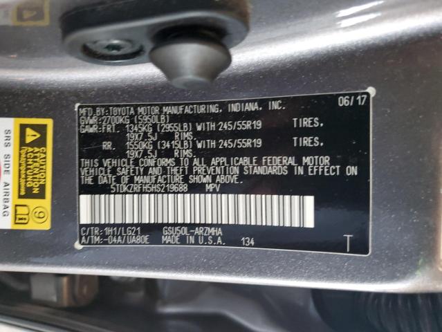 2017 TOYOTA HIGHLANDER 5TDKZRFH5HS219688