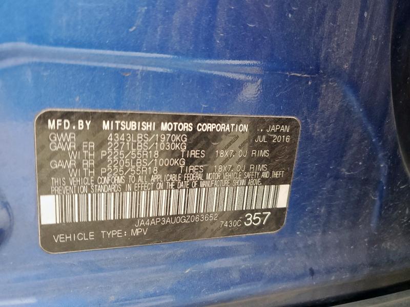 2016 MITSUBISHI OUTLANDER JA4AP3AU0GZ063652
