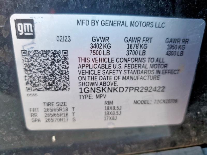 2023 CHEVROLET TAHOE K150 1GNSKNKD7PR292422