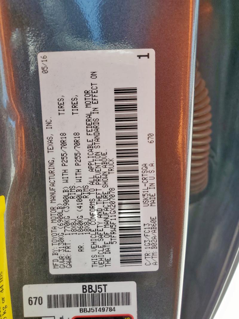 2016 TOYOTA TUNDRA DOU 5TFRW5F11GX207078