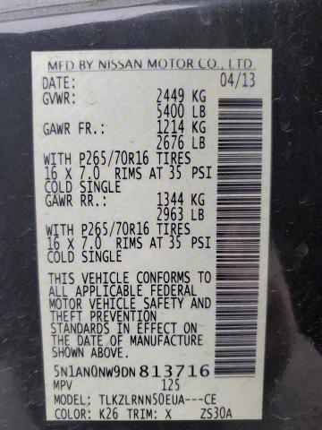 2013 NISSAN XTERRA X - 5N1AN0NW9DN813716