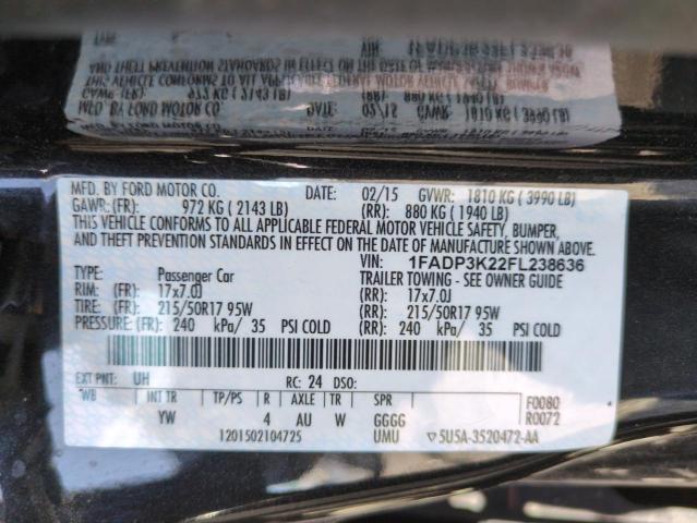 2015 FORD FOCUS SE 1FADP3K22FL238636