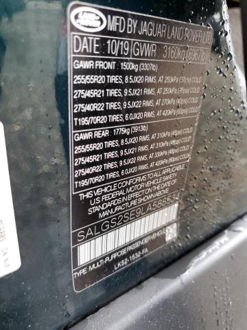 2020 LAND ROVER RANGE ROVE SALGS2SE9LA588534