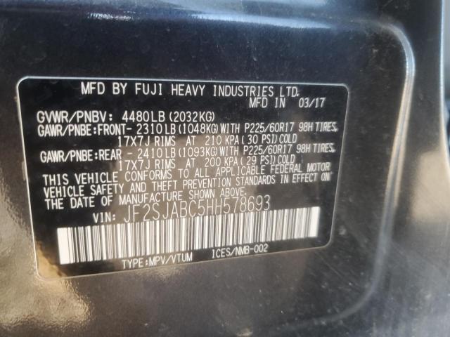 2017 SUBARU FORESTER 2 JF2SJABC5HH578693