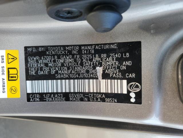 2018 LEXUS ES 350 58ABK1GG4JU103402