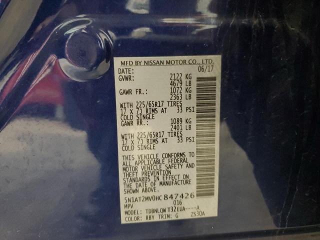 2017 NISSAN ROGUE SV 5N1AT2MV0HC847426