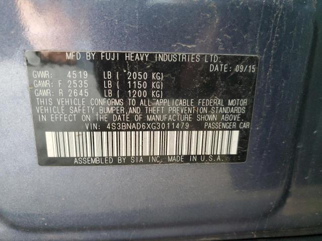 2016 SUBARU LEGACY 2.5 4S3BNAD6XG3011479