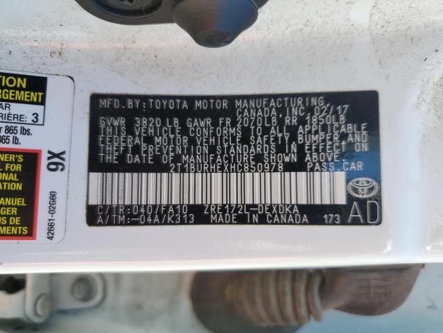 2017 TOYOTA COROLLA L - 2T1BURHEXHC850978
