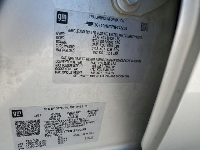 2022 GMC SIERRA K25 1GT19NEY7NF242200