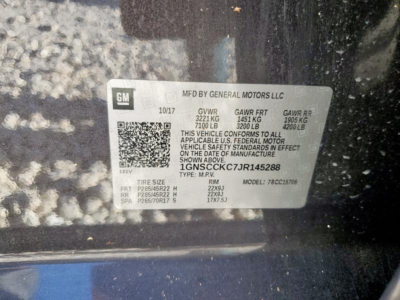 2018 CHEVROLET TAHOE C150 1GNSCCKC7JR145288