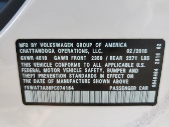 2015 VOLKSWAGEN PASSAT S - 1VWAT7A30FC074164