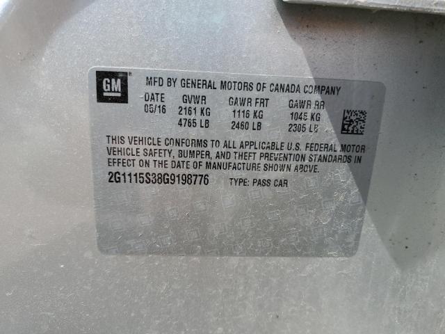 2016 CHEVROLET IMPALA LT 2G1115S38G9198776