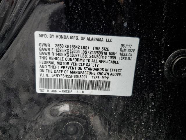 2017 HONDA PILOT EXL 5FNYF6H55HB048997