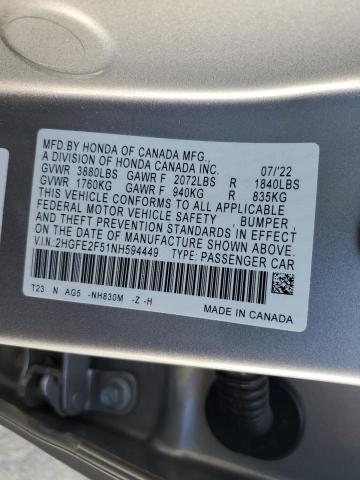 2022 HONDA CIVIC SPOR 2HGFE2F51NH594449