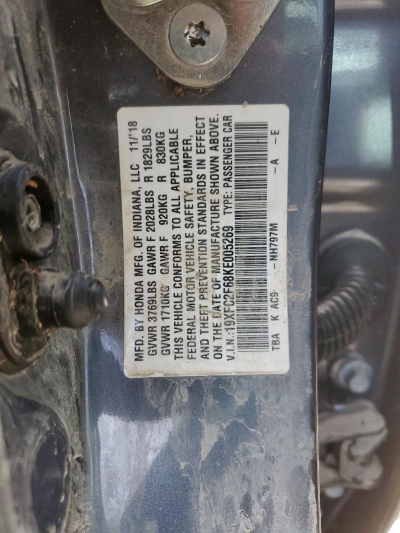 2019 HONDA CIVIC LX 19XFC2F68KE005269