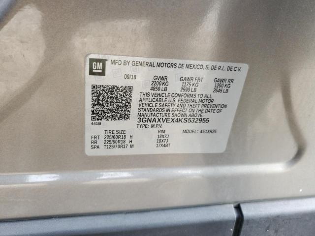 2019 CHEVROLET EQUINOX LT 3GNAXVEX4KS532955