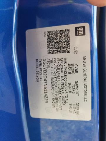 2022 CHEVROLET CORVETTE STINGRAY 2LT 1G1YB2D47N5114229