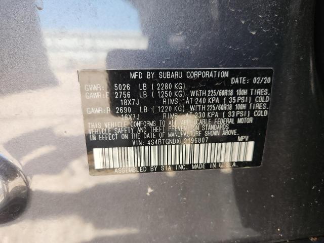 2020 SUBARU OUTBACK LI 4S4BTGNDXL3196807