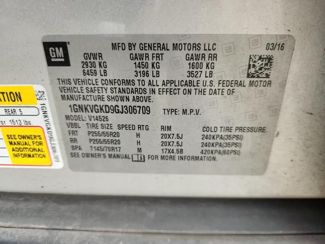 2016 CHEVROLET TRAVERSE L 1GNKVGKD9GJ306709