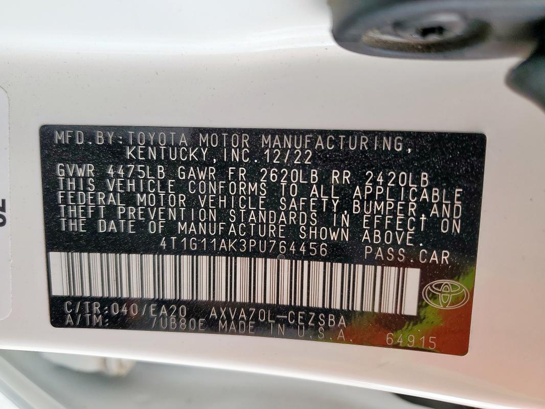 2023 TOYOTA CAMRY SE N 4T1G11AK3PU764456