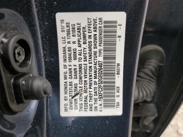 2016 HONDA CIVIC LX 19XFC2F52GE026407