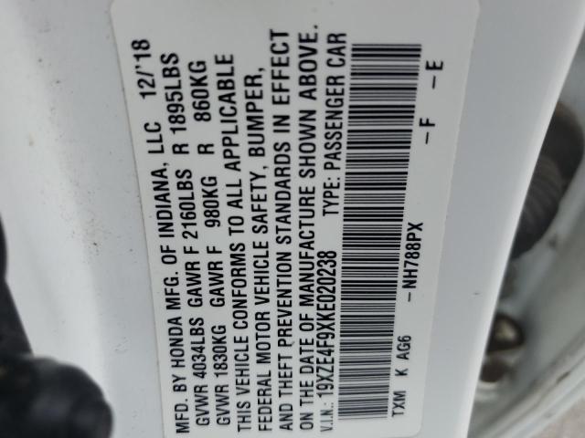 2019 HONDA INSIGHT TO 19XZE4F9XKE020238