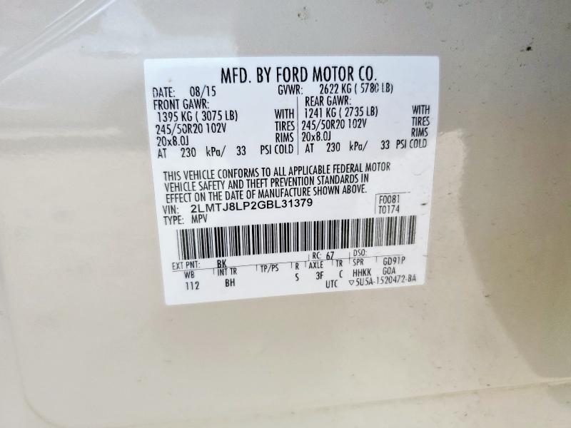 2016 LINCOLN MKX RESERV 2LMTJ8LP2GBL31379