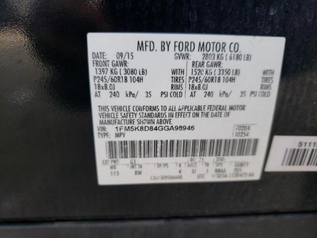 2016 FORD EXPLORER XLT 1FM5K8D84GGA98946