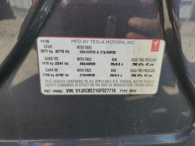 2016 TESLA MODEL X - 5YJXCBE21GF027716