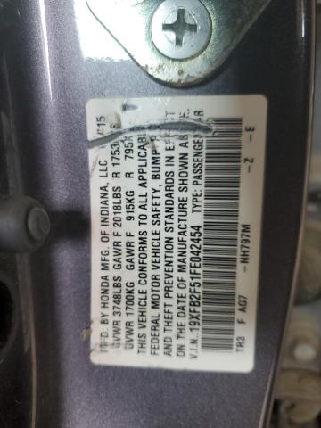 2015 HONDA CIVIC LX 19XFB2F51FE042454
